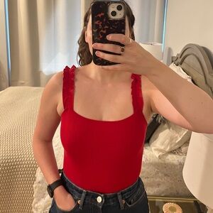 Sunday Best Red Ruffled Bodysuit